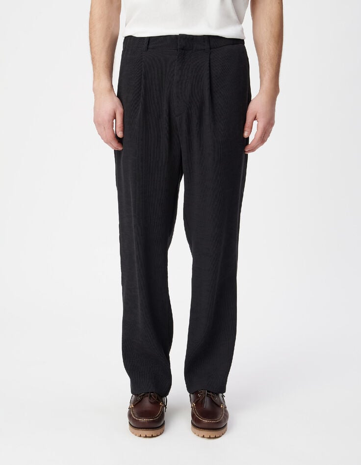 Men's black pleated pants-2