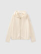 Cardigan écru à capuche 100% cachemire Femme-5