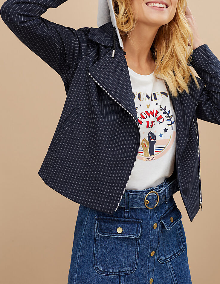 Veste marine à rayures tennis avec capuche I.Code-5