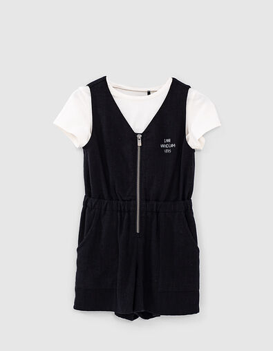 Combi courte 2 en 1 noire avec T-shirt fille - IKKS