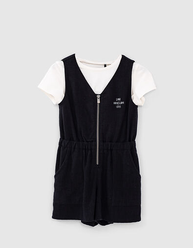 Girls’ black 2-in-1 playsuit with T-shirt - IKKS
