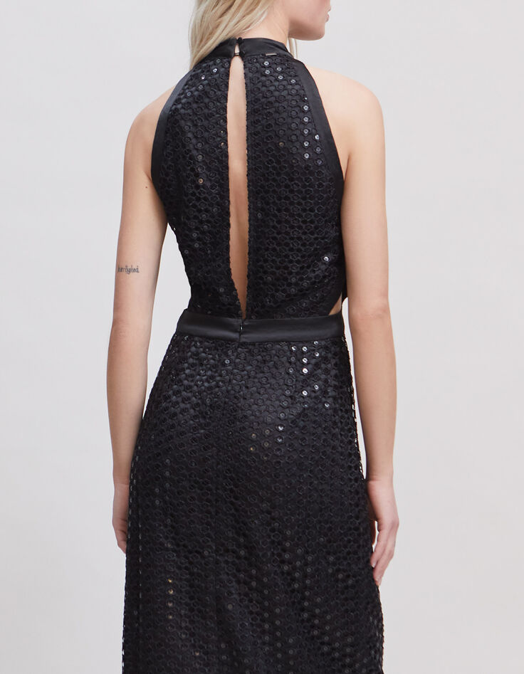Women’s black lace midi dress with American armholes-4