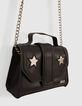 Schwarze M&auml;dchen-Minihandtasche mit silberfarbenen Sternen-4