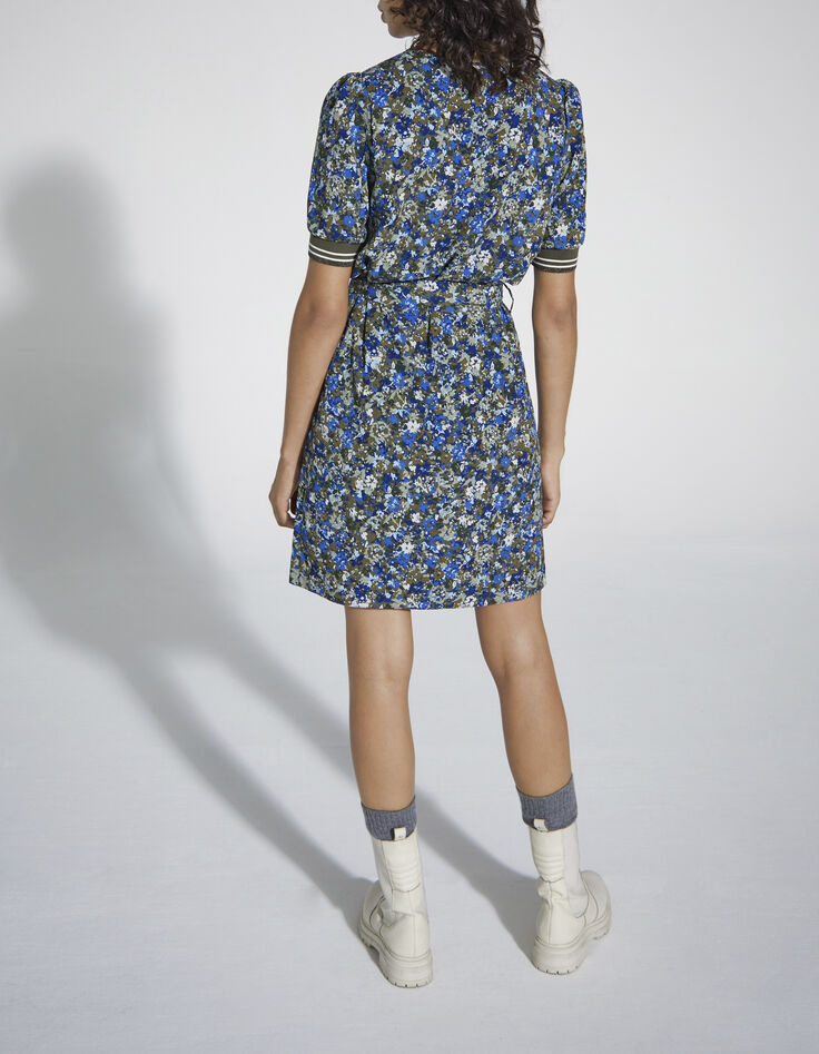 Korte crêpe jurk camouflage-bloemenprint dames-2