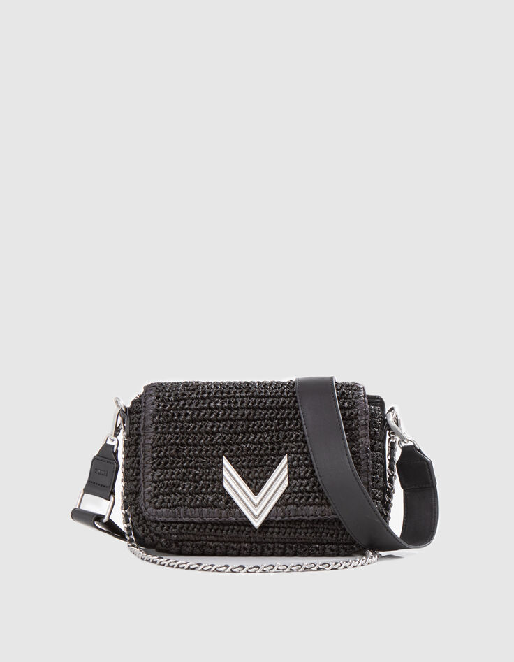 The 111 BAMBOO BEACH black mix raffia and suede for women-1
