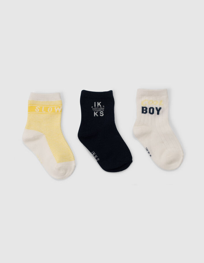 Chaussettes marine, blanches et jaunes bébé garçon - IKKS