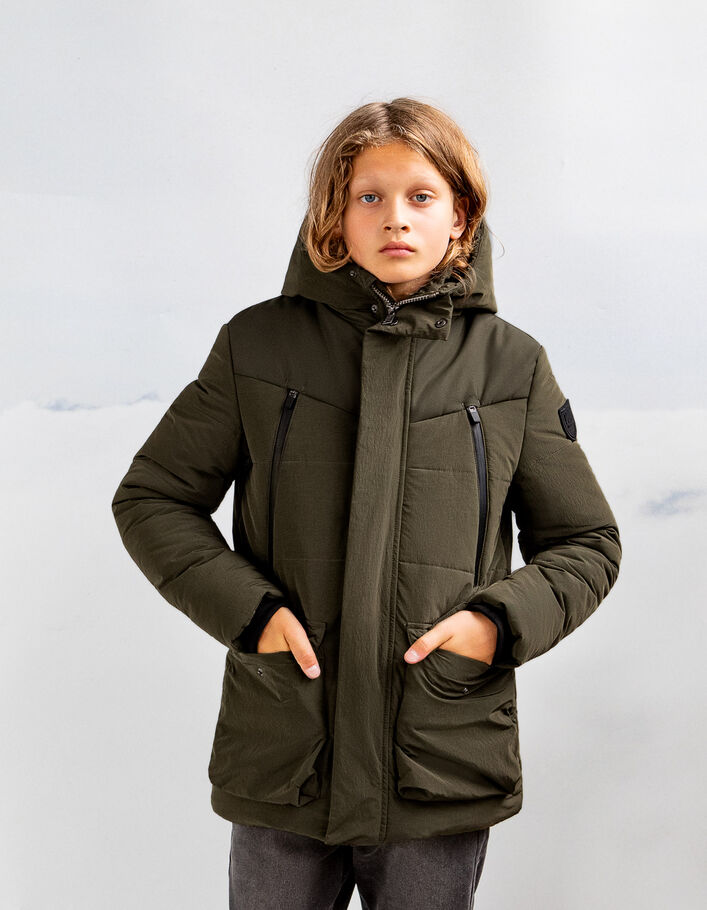 Parka kaki maxi zips waterproof garçon