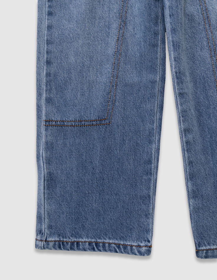 Blaue Jungen-Baggy-Jungenjeans mit Zimmermannstasche-4