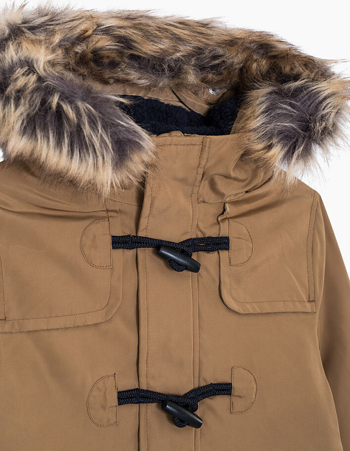 Boys’ camel fur-lined parka with toggles - IKKS