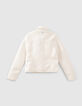 Chaqueta motera de neopreno blanco roto niña-3