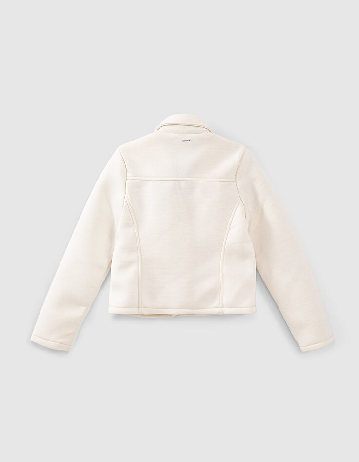 Chaqueta motera de neopreno blanco roto niña-3