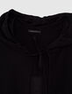 Cardigan mi-long noir tricot à capuche Femme-2