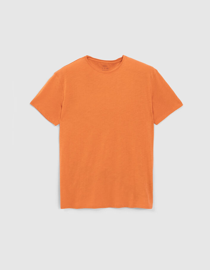 Men’s orange organic cotton Essential round-neck T-shirt - IKKS
