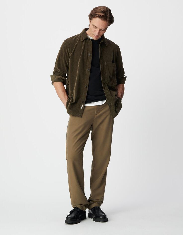 Surchemise kaki velours c&ocirc;tel&eacute; maxi poche Homme-2
