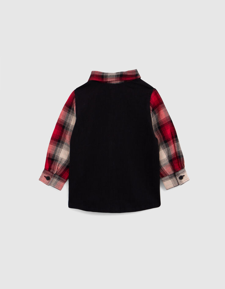 Red two-ply shirt, check pattern, baby boy-3