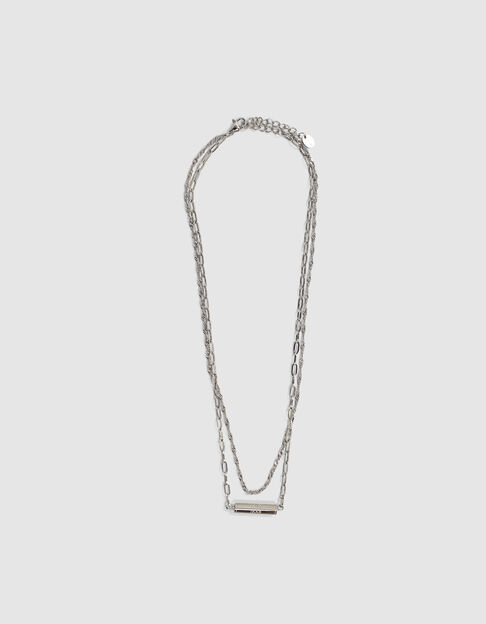 Women’s double chain necklace with IKKS talisman pendant