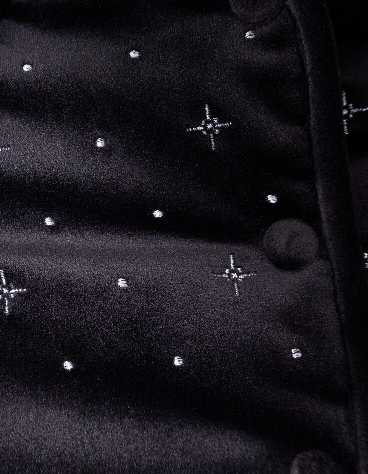 Girls’ black quilted embroidered velvet cardigan-9