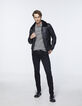 Men’s black Sherpa collar leather jacket-6