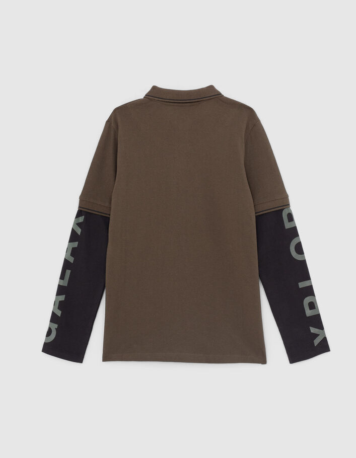 Boys’ bronze polo shirt with black jersey long sleeves-4