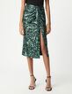 Women's metallic camouflage print green skirt-3