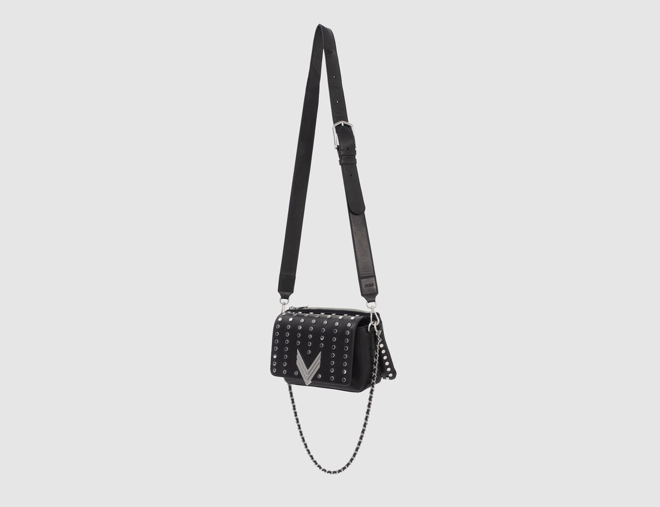 Damentasche 111 BRONX aus schwarzem Leder mit Maxi-Nieten - IKKS-6