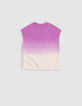 Girl's purple sleeveless deep dye sweatshirt with message-5
