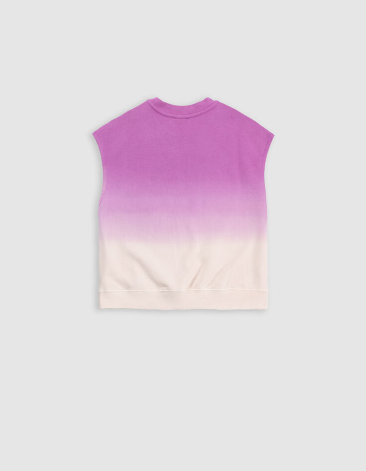 Girl's purple sleeveless deep dye sweatshirt with message-5