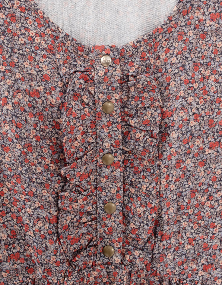 Robe navy imprim&eacute; micro-fleurs fille-5