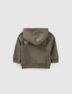 Baby boys’ khaki cardigan with XL print on back-3