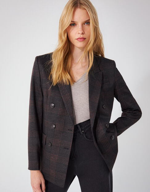 Women’s grey check Milano double-breasted jacket