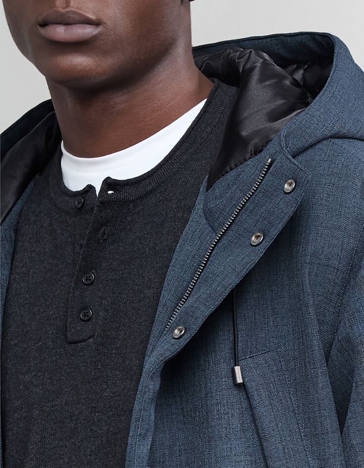 Indigo parka met denimeffect voor heren-4