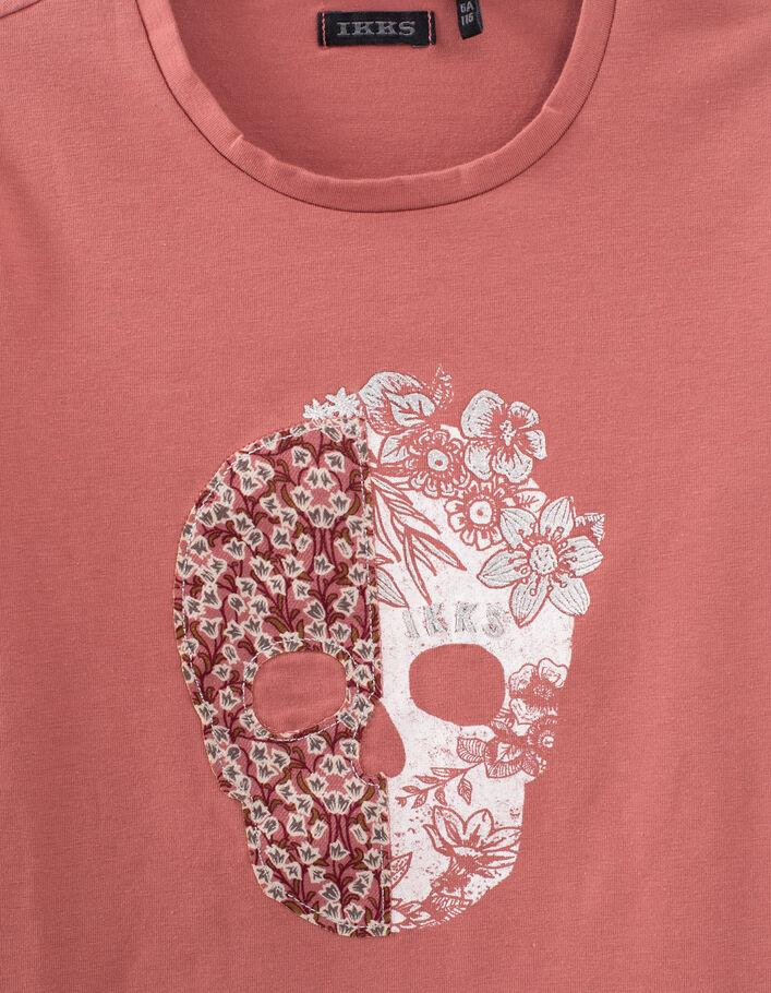 Rosenholzfarbenes Mädchenshirt mit Totenkopf-4