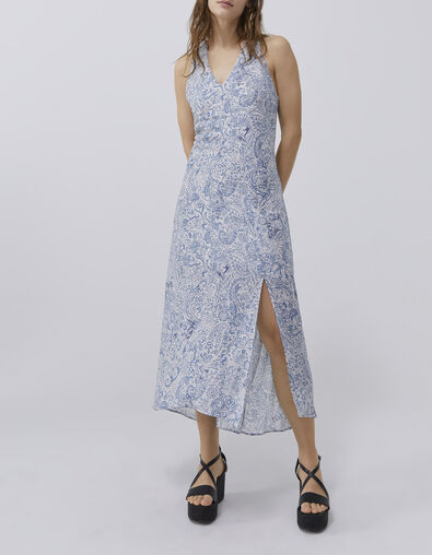 Robe longue bleu imprimé bandana Femme - IKKS