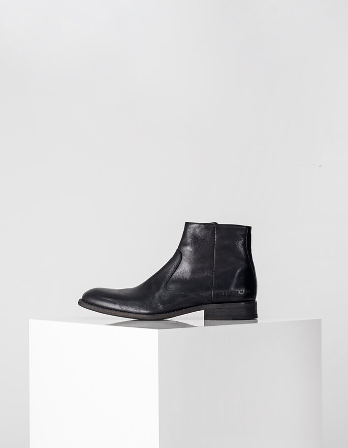 Boots noirs en cuir Homme - IKKS