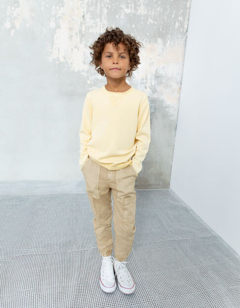 Beige battlebroek elastisch onderaan pijpen
