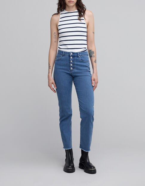 Waterless Blue Straight Jeans für Damen mit Knopfverschluss - IKKS