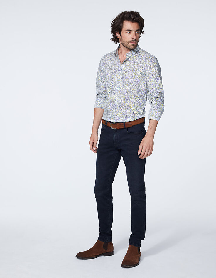Chemise SLIM blanc cassé tissu Liberty micro-fleurs Homme-7