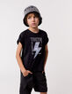 Grijze bobjeanshoed met borduursels jongens-1