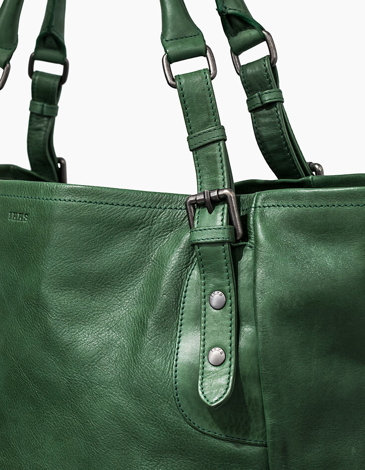 Sac cabas The Artist en cuir vert femme-4