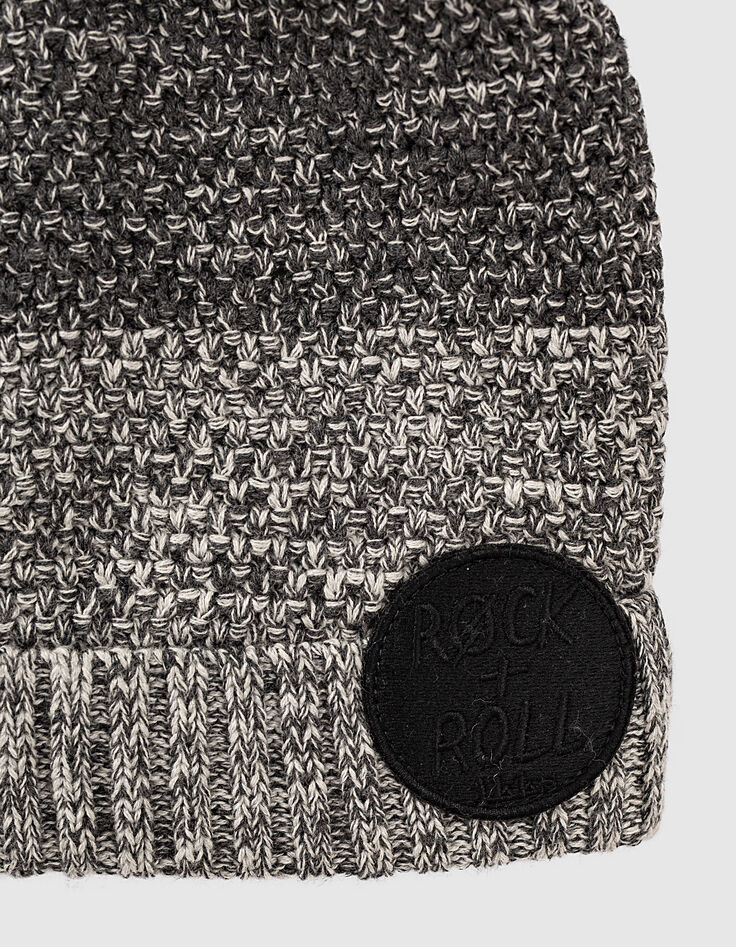 Bonnet gris chiné anthracite tricot effet deep dye garçon -2