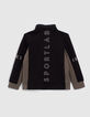 Sportvest zwart en grijs kap twee materialen jongens -2