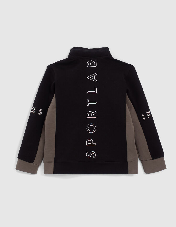 Sportvest zwart en grijs kap twee materialen jongens -2