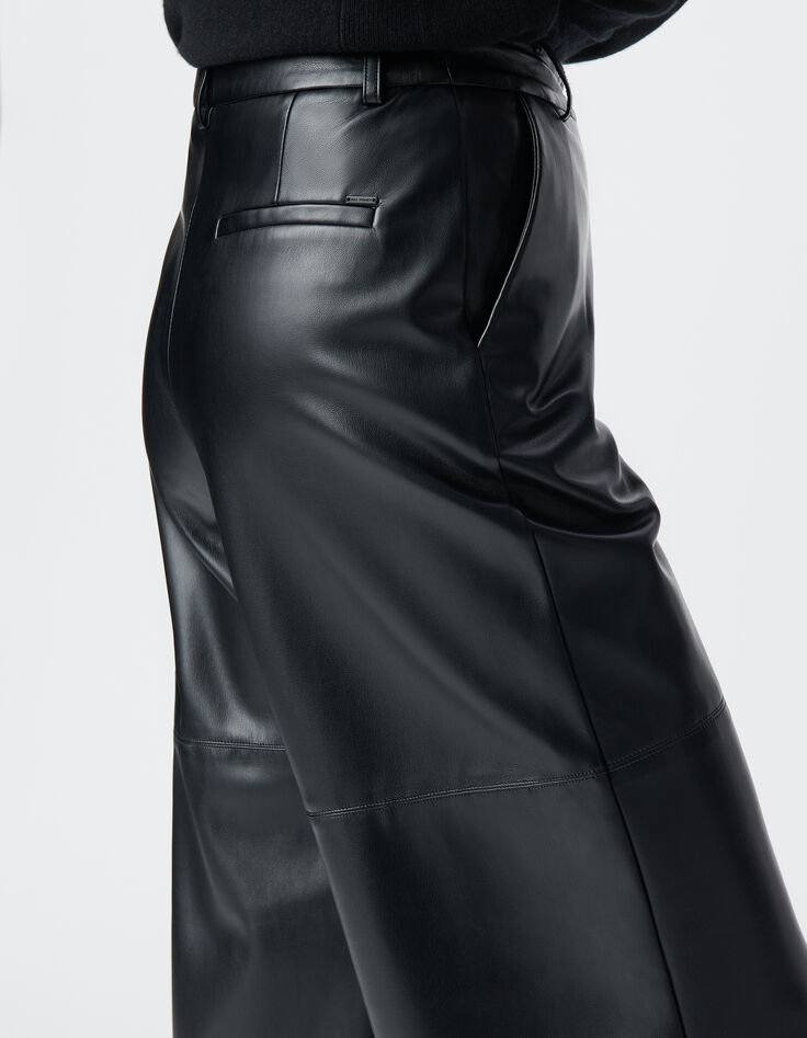 Pantalón rockero negro de pierna ancha para mujer-6