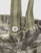 Khaki Mädchentop mit Camouflageprint und Streifen-6