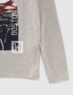 Grau meliertes Jungenshirt mit US-Flagge und Stadion -4