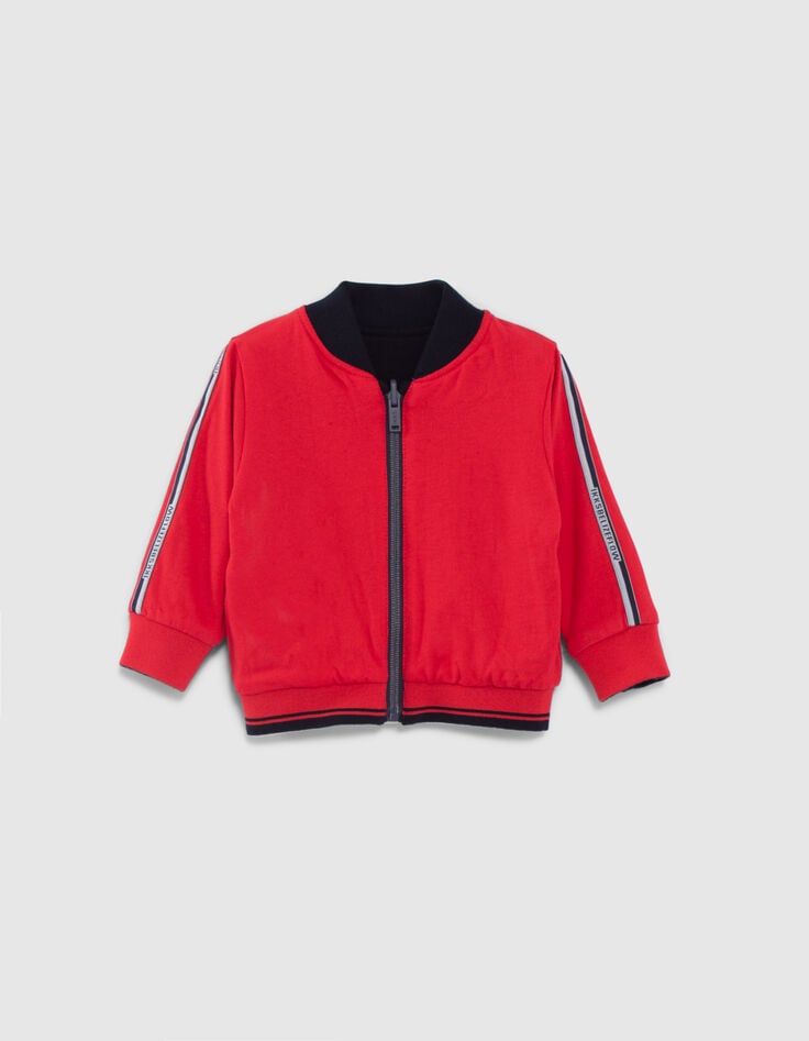 Cardigan r&eacute;versible marine et rouge b&eacute;b&eacute; gar&ccedil;on-1