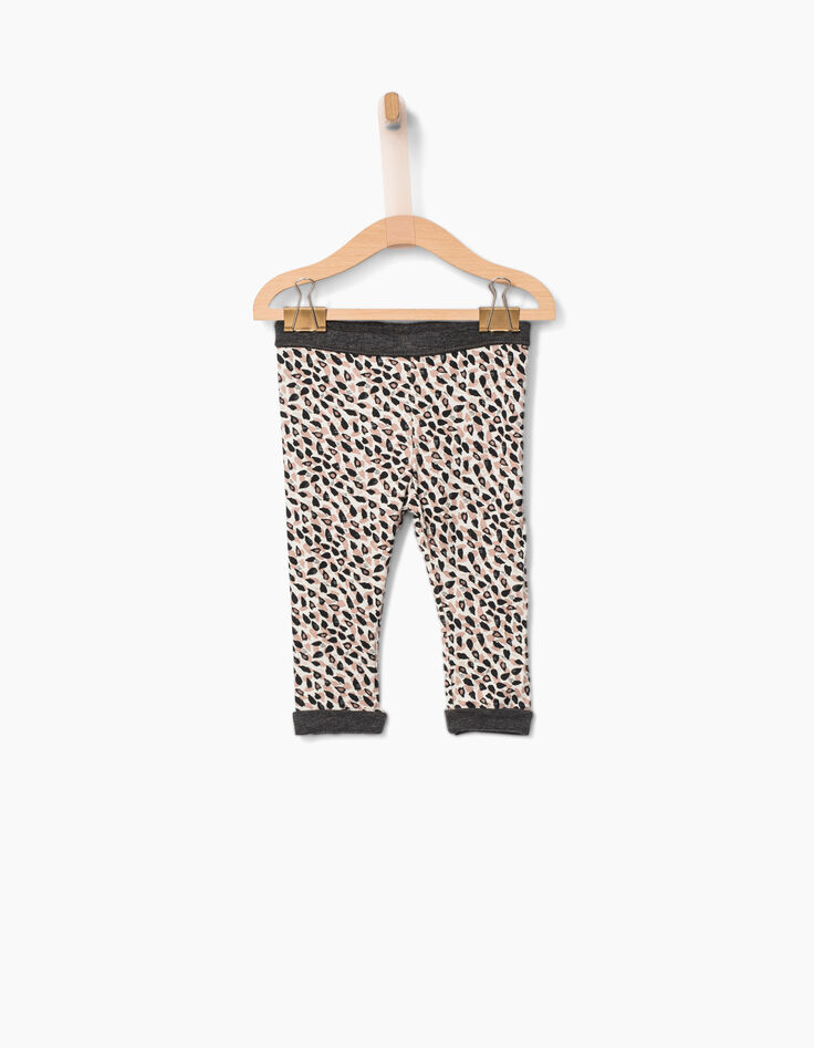 Leggings réversible imprimé et gris bébé fille-2