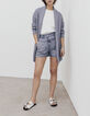 Cardigan gris chiné en maille effet poil femme-7