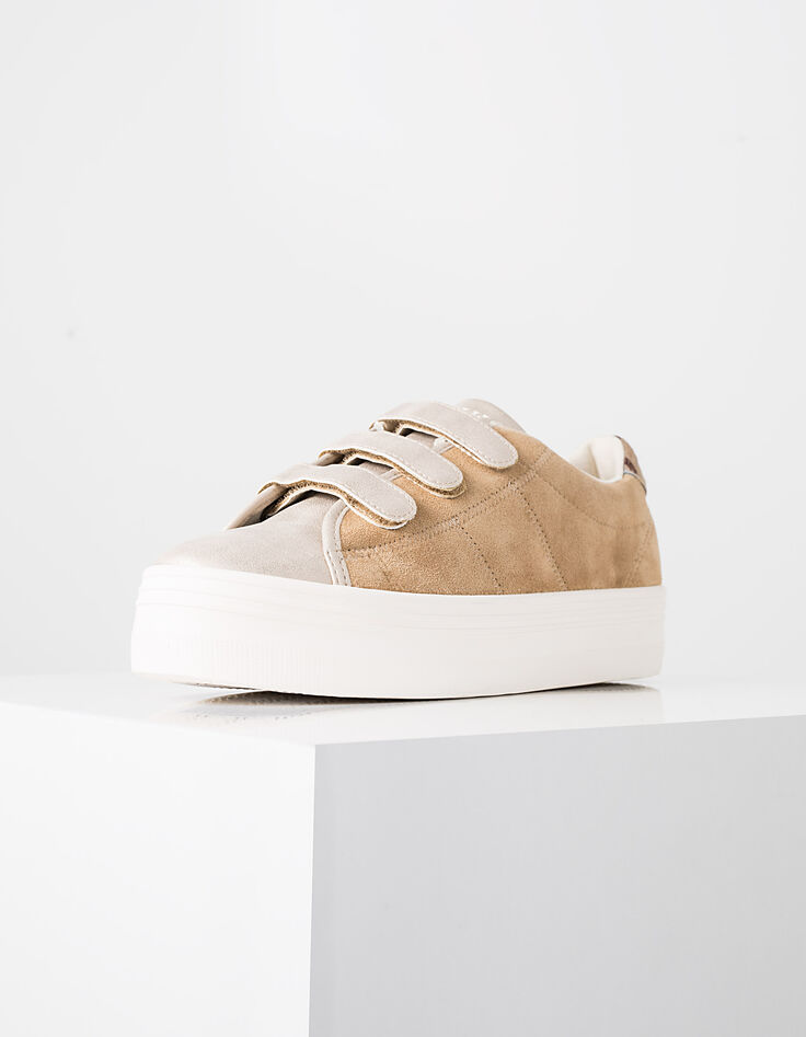 Women’s gold camel No Name Plato Straps trainers-4