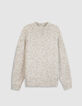 Women's Beige High-Neck Sweater in Yarn-Dyed Knit-6